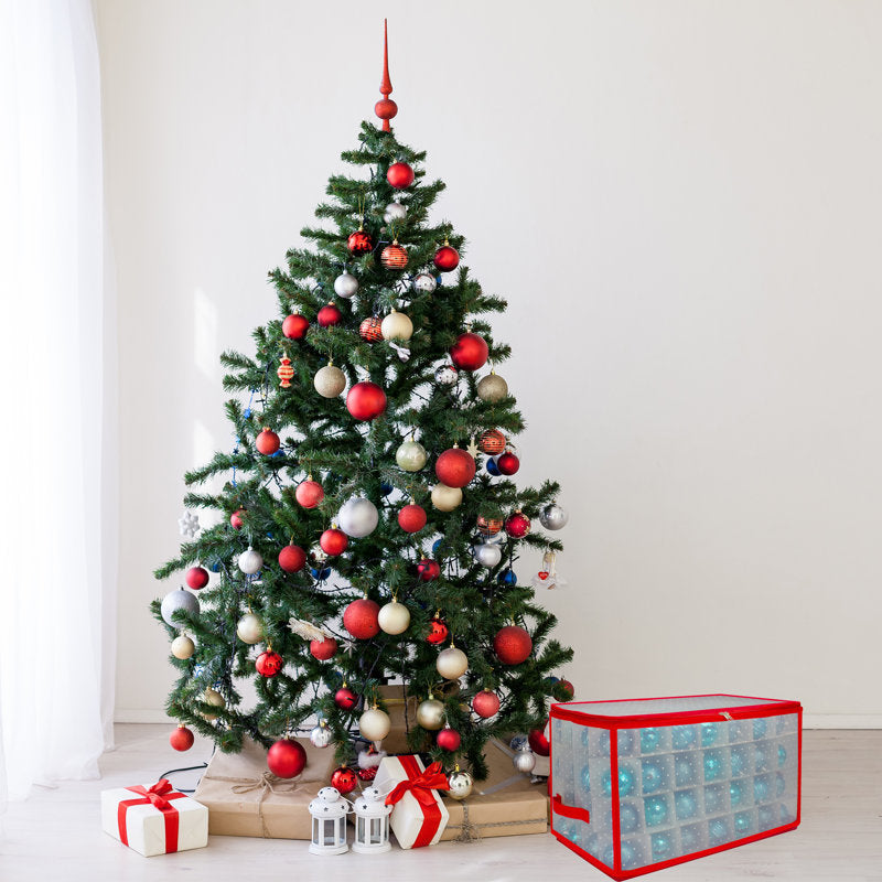 20.5" Transparent Zip Up Christmas Storage Box- Holds 112 Ornaments