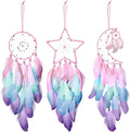 Jetec 3 Pcs Dream Catcher for Girl Star Sun Moon Decor, Macaron Color