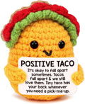 Positive Crochet Taco Christmas Birthday Gifts for Women Men Stocking Stuffers Basket Holiday Decor Self Care Card Teacher Adult Kids Son Mom Dad Daughter Sister Friend Coworkers Inspirational Gift