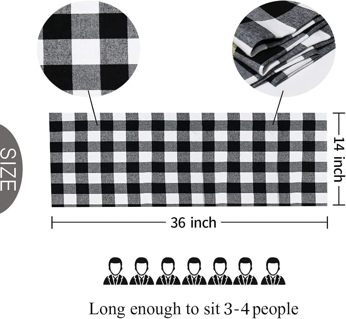 Senneny Buffalo Plaid Table Runner, Reversible Burlap & Cotton Table Runner, Farmhouse Buffalo Check Runner for Christmas Holiday Birthday Party Table Home Decoration