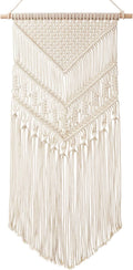 Mkono Macrame Wall Hanging, Boho Tapestry Decor, Woven Art, Ivory 17"Wx33"L