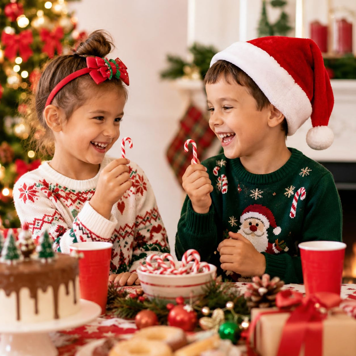 Fruidles Christmas Mini Candy Canes 100 Pack Peppermint Flavor, Individually Wrapped, 2" Inch,