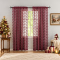 YJ YANJUN Vintage Lace Curtains 84 Inches Long- Elegant Floral Maroon Sheer Curtains Timeless Christmas Burgundy Drapes for Living Room Bedroom Privacy 7 FT 52W x 84L (Set of 2) Deep Merlot