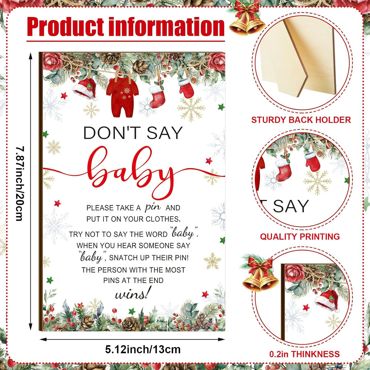 Patelai 321 Pcs Christmas Santa Baby Shower Game Supplies Set