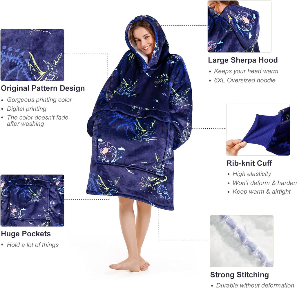 Narecte Cozy Oversized Hoodie Blanket Wearable Blanket for Adults