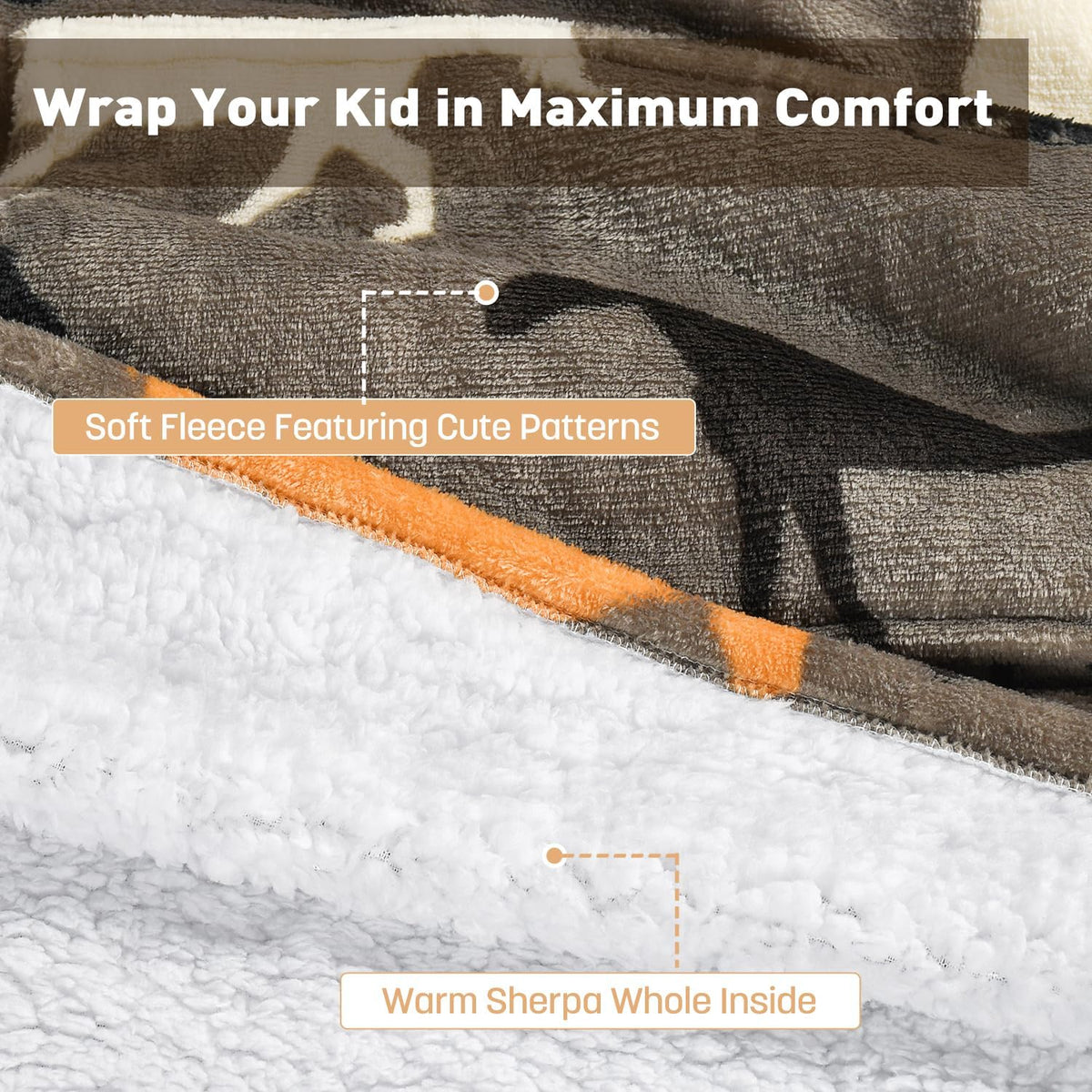 Catalonia Oversized Sherpa Hoodie Blanket Wearable Sweatshirt for Kids