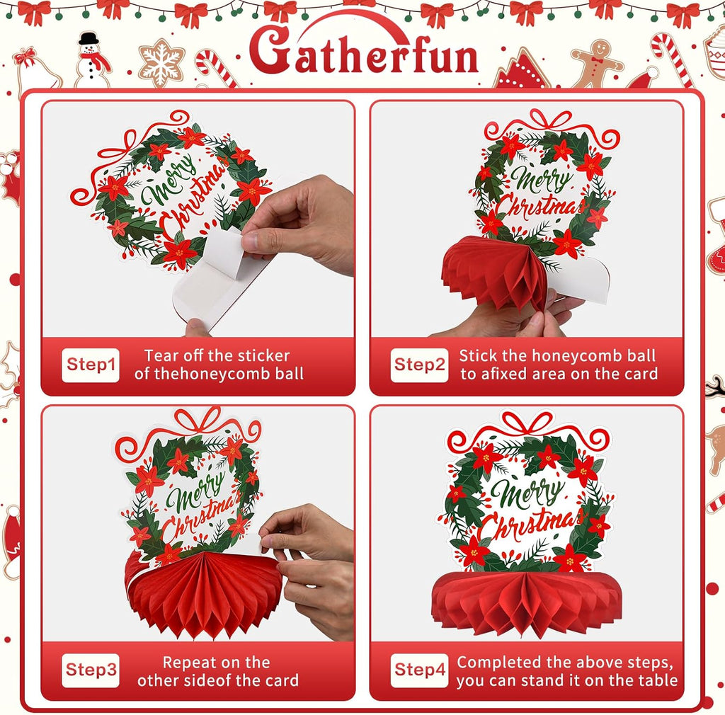Merry Christmas FM Carts Bundle - Includes Festive Christmas Honeycomb Centerpieces ï¼ŒSanta Claus Snowman Table Toppers, Perfect for Classroom Decor, Christmas & Winter Birthday Party Supplies