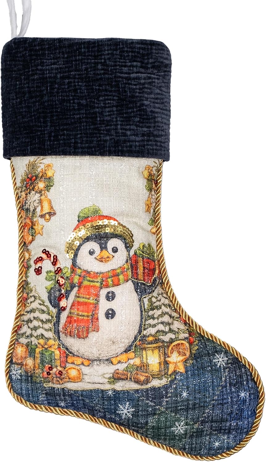 6 Pack Christmas Stockings Set of 6 Large Family Xmas Stocking Embroidered 20" Rustic Traditional Classic Retro Vintage Fireplace Hanging Holiday Decor