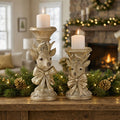 9-12" Resin Deer head with Bow Candle Holder