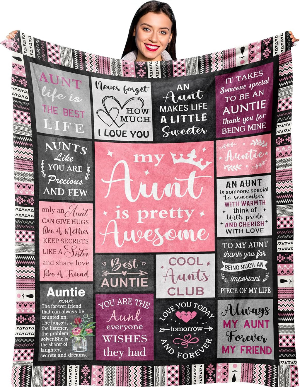 Ruvinzo Aunt Gifts, Auntie Gift Ideas, Best Aunt Ever Christmas Birthday Gifts, Gift for Aunts from Niece Nephew, Best Auntie Birthday Presents, Aunts Valentines Mothers Day Christmas Blanket 60"x50"