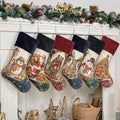 6 Pack Christmas Stockings Set of 6 Large Family Xmas Stocking Embroidered 20" Rustic Traditional Classic Retro Vintage Fireplace Hanging Holiday Decor