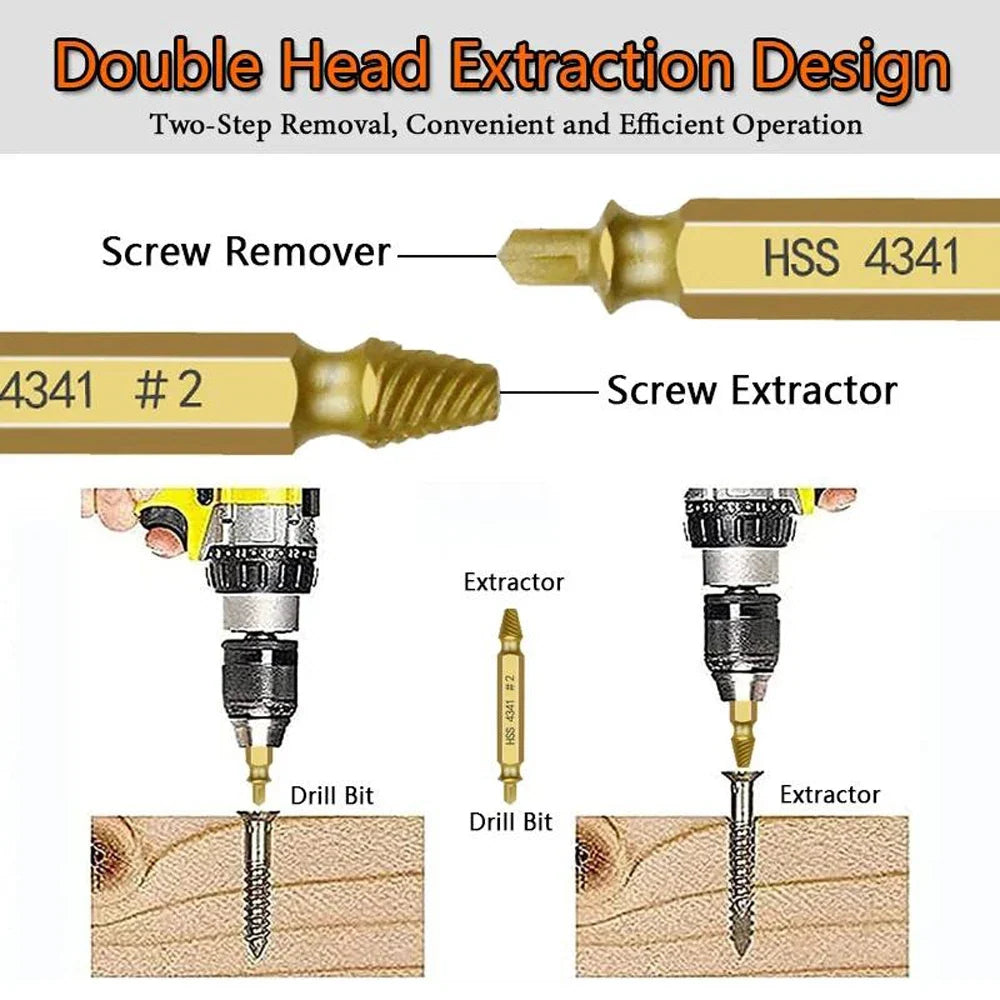 12PCS Damaged Screw Extractor Set Broken Bolt Stripped Screw Remover Drill Bit Tool Kit For Easy Removal
