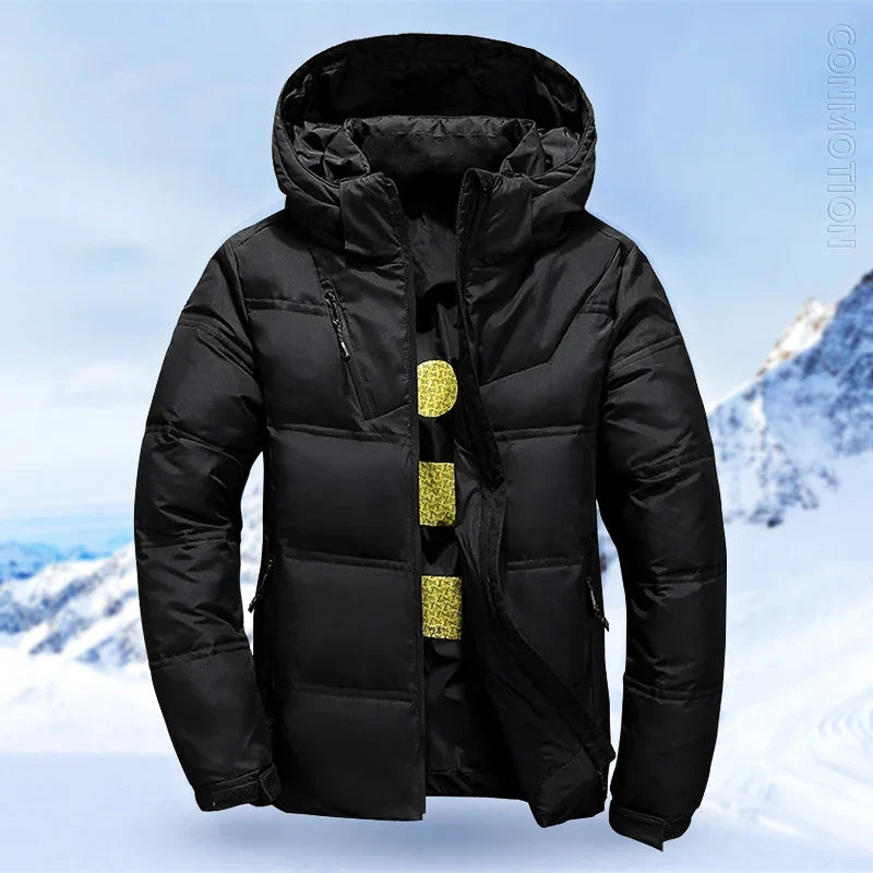 Down Coat Parkas Outdoor Casual White Duck Down Jacket Men Winter Men's Coat Windproof Removable Cap Parkas Solid Color Outdoor Casual Hooded Overcoat Clothes