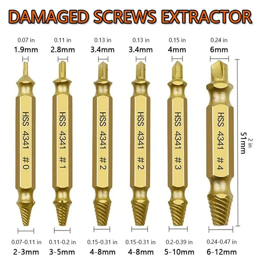 12PCS Damaged Screw Extractor Set Broken Bolt Stripped Screw Remover Drill Bit Tool Kit For Easy Removal