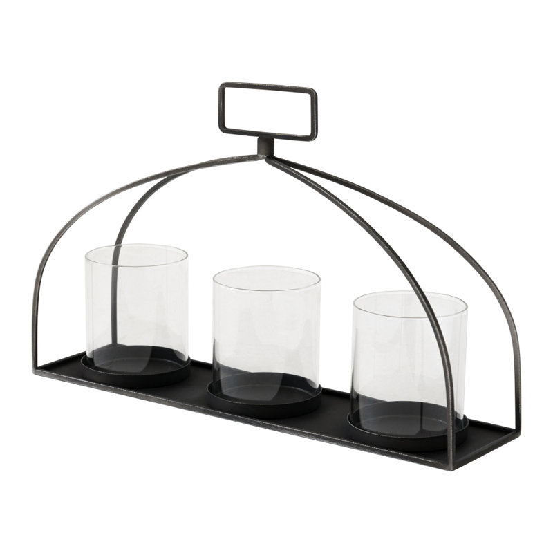 Black Arched tabletop metal candle holer