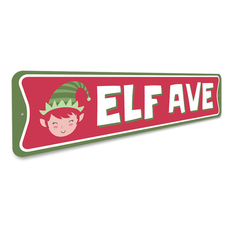 Elf Avenue Holiday Custom Aluminum Sign