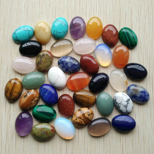 & natural stone Oval CABOCHON Fashion Natural Stone Mixed Oval CAB Cabochon Beads for Jewelry & Clothes Accessories 13x18mm Wholesale 30pcs/Lot Fast Shipping