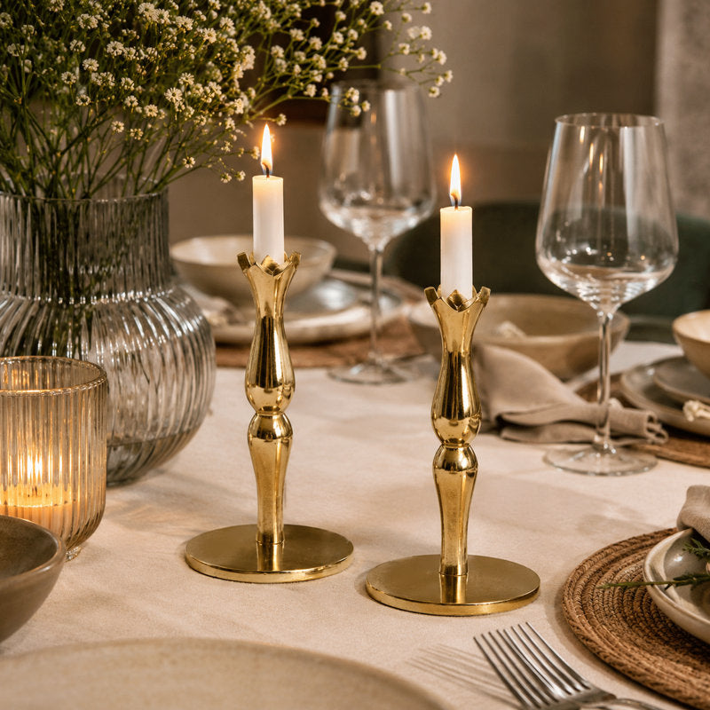 Holiday Accents Brass 6" Candlesticks â€“ Set of 2