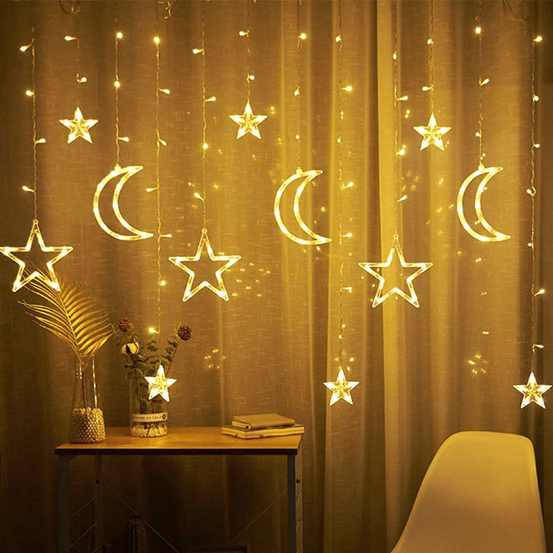 Moon and Star Window LED Icicle Lights