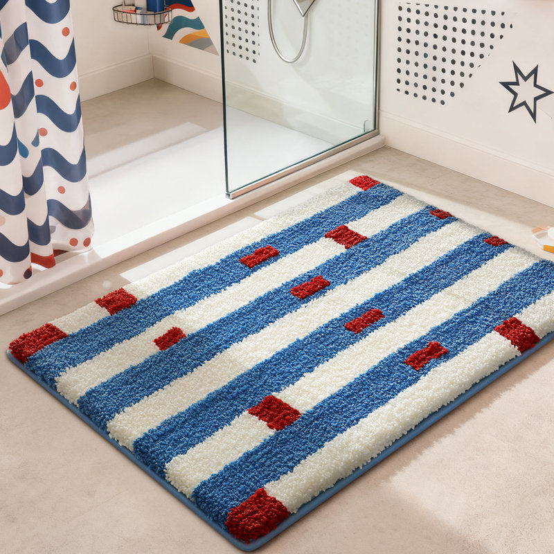 Nonâ€‘Slip Machine Washable Absorbent Soft Stripe Bath Rug