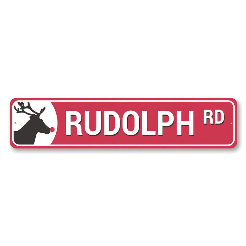 Rudolph Road Reindeer Holiday Aluminum Sign