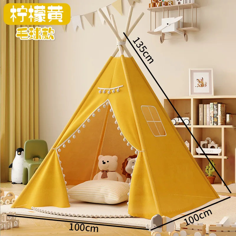 1.35M Tent for Kids Indoor Household Portable Folding Princess Wigwam Baby Girl and Boy Toy Castle Tent Play House for Children
