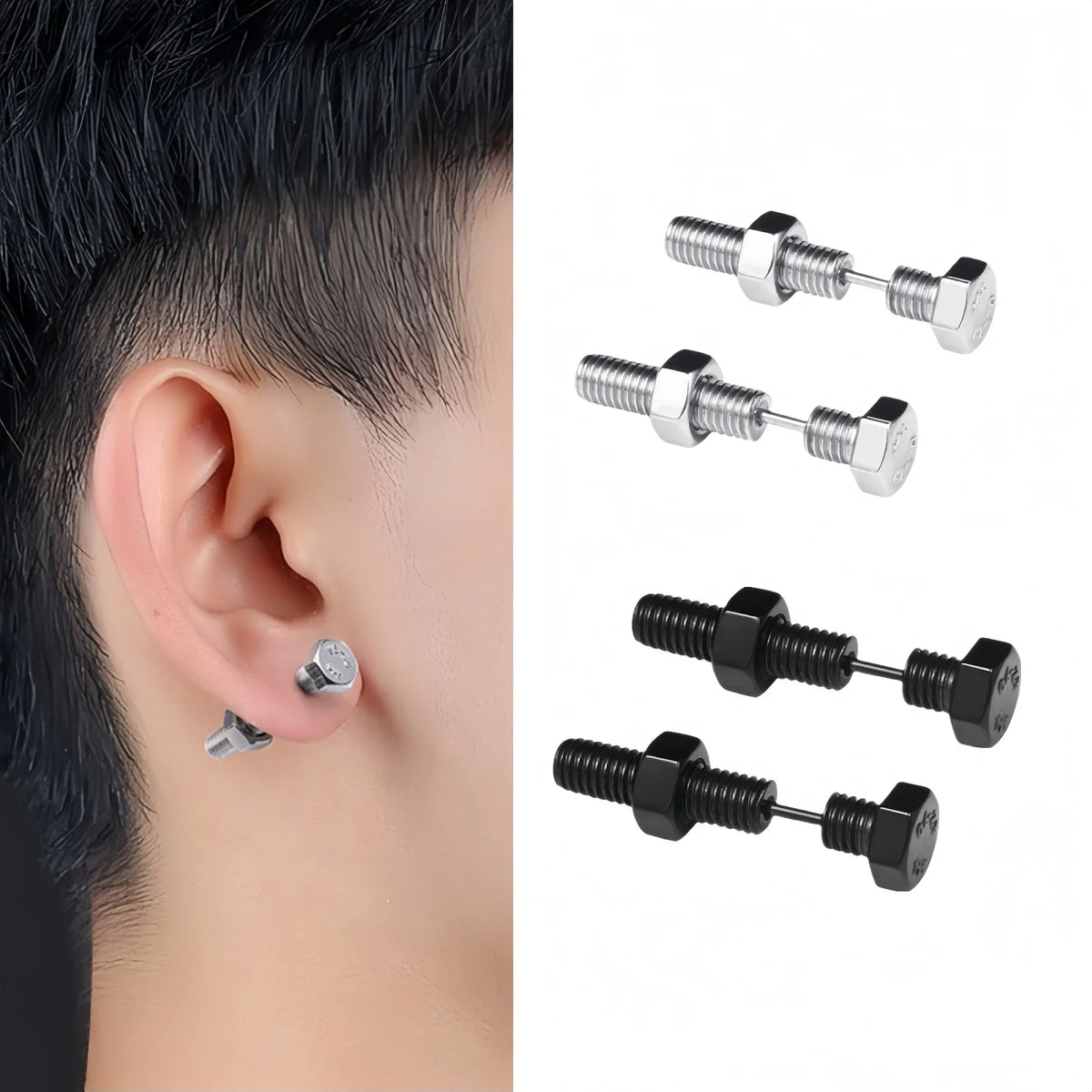 1-10 Pairs Man Womans Stud Earrings Goth Punk Stainless steel Earrings Sets Piercings Jewelry Accessories Cool Things for Gifts