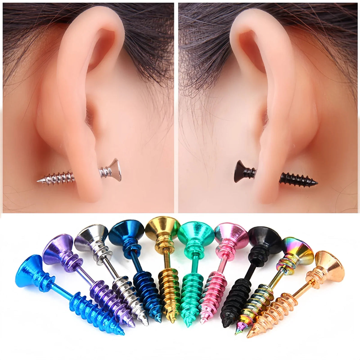 1-10 Pairs Man Womans Stud Earrings Goth Punk Stainless steel Earrings Sets Piercings Jewelry Accessories Cool Things for Gifts