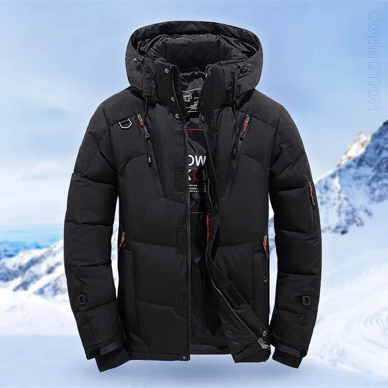 Down Coat Parkas Winter Down Jacket Men White Duck Winter Coat Windproof Warm Parkas Travel Camping Overcoat New in Thicken Solid Color Hooded Clothing