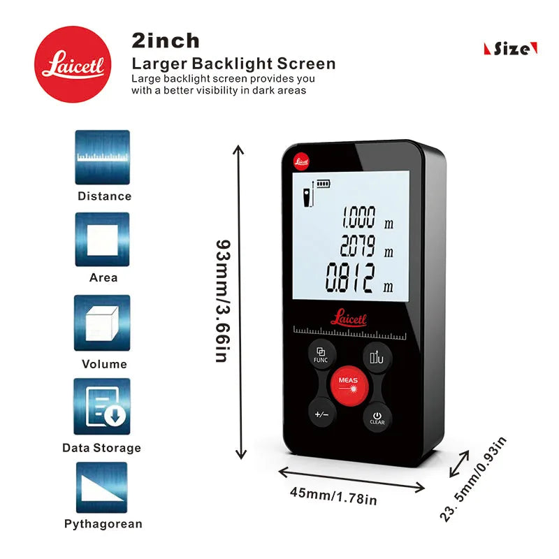 Long-Range Laser Distance Meter with Lithium Battery Charging Function Professional Measuring Tool for Home Improvement
