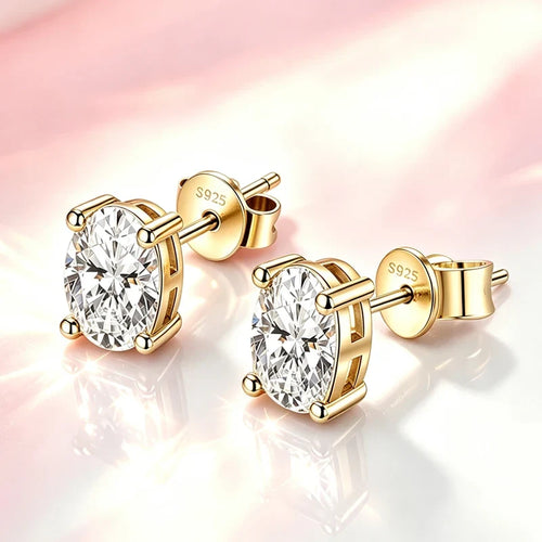 0.5~2.0ct Oval Cut Moissanite Earrings 925 Silver with GRA Certificate Fashionable Wedding Jewelry Bridal Anniversary Gift