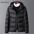 Schinteon High Quality Men's 90% White Duck Down Jacket Autumn Winter Casual Outwear with Hood Coat Plus Size Male Clothing