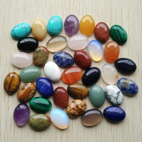 & natural stone Oval CABOCHON Fashion Natural Stone Mixed Oval CAB Cabochon Beads for Jewelry & Clothes Accessories 13x18mm Wholesale 30pcs/Lot Fast Shipping