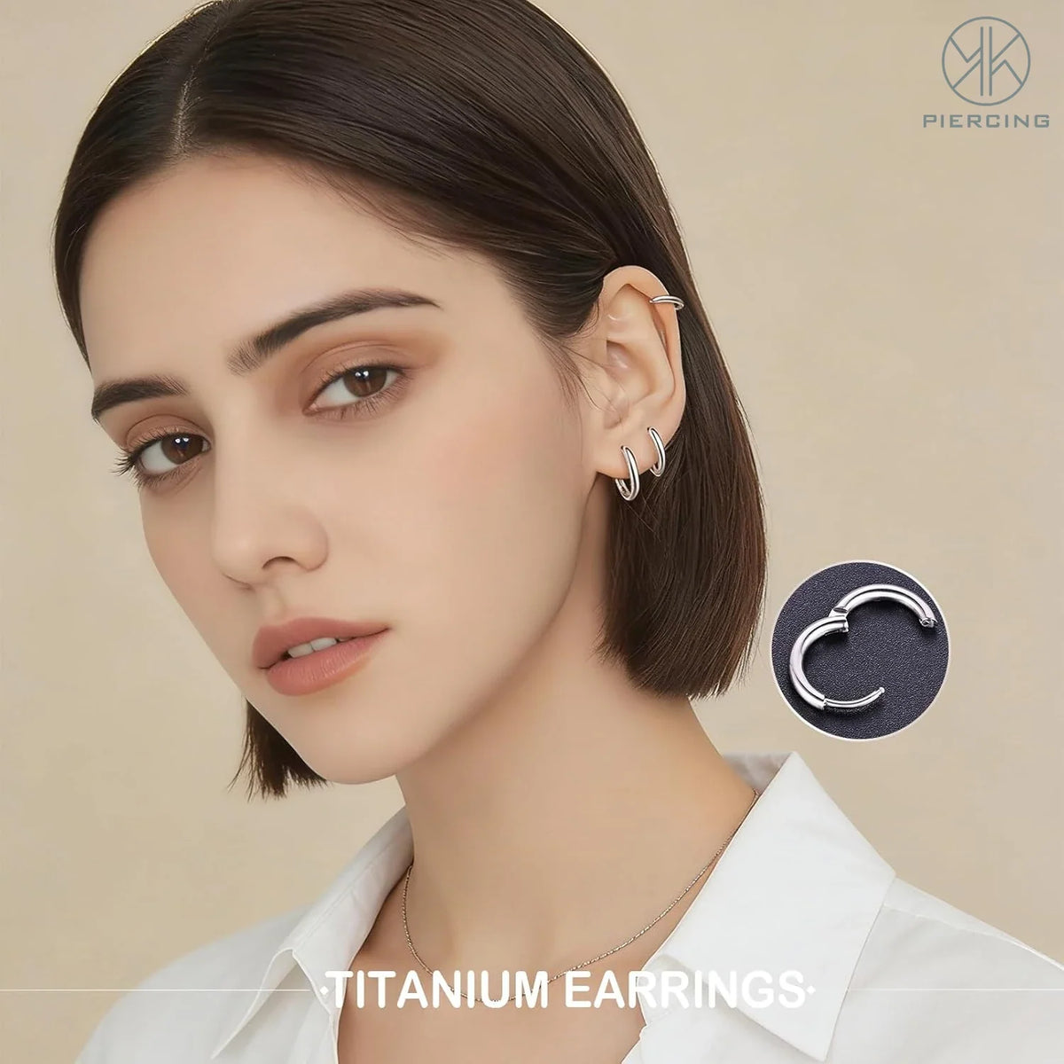 1/3 Pairs G23 Titanium Small Hoop Earrings Clicker Hoop 8mm/10mm/12mm Silvery Golden Men Women Cartilage for Ear Lobe Earrings
