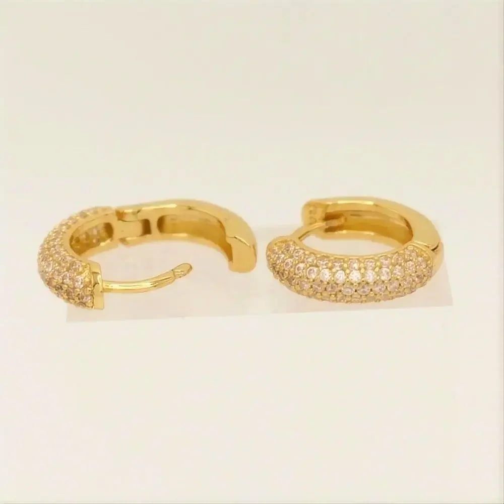 1/3Pairs Piercing Statement Triple Paved Hoop Earrings CZ Stone Gold Color Copper Huggies Cartilage Earrings For Women Jewelry
