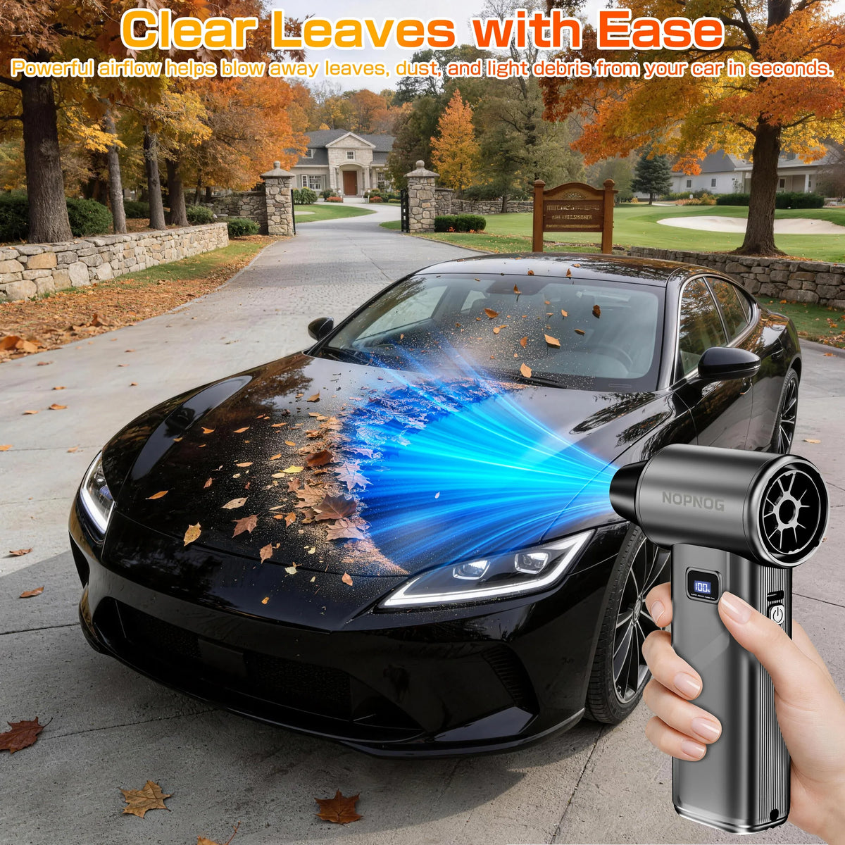 Car Vacuum Cleaner Air Duster Turbo Fan Air Blower Electric Dust Collector Cleaning Tools Hair Dryer Auto Accessories Universal for Home Outdoors Camping Truck Trailer RV