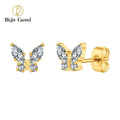 1 Pair Right Grand ASTM F136 Titanium CZ Marquise Butterfly Stud Earrings 20G Gorgeous Insect Push Back Piercing Jewelry Gift