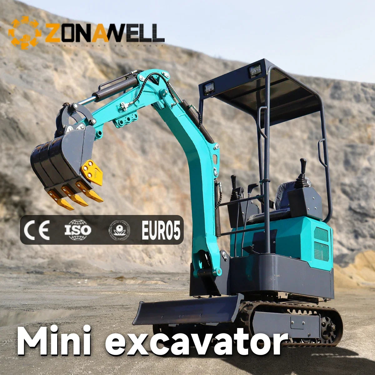 1.8Ton Compact Home Mini Crawler Excavator EPA/EUR5 Compliant, Easy Towing for Hobby Garden & Lawn Upgrades