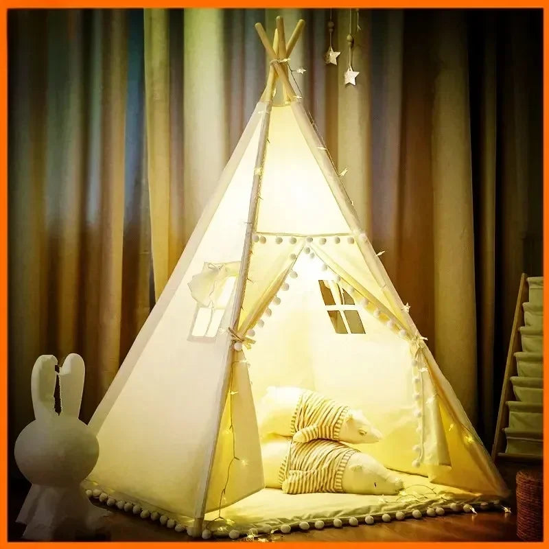 1.35M Tent for Kids Indoor Household Portable Folding Princess Wigwam Baby Girl and Boy Toy Castle Tent Play House for Children