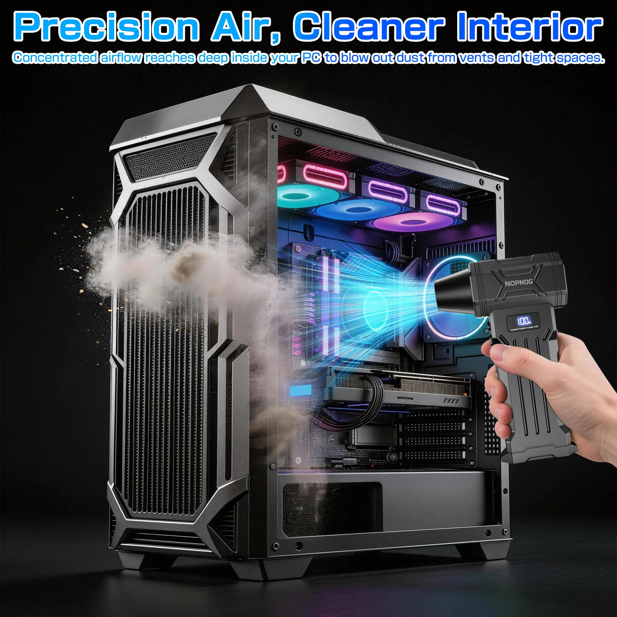 Air Duster Car Vacuum Cleaner Turbo Fan Air Blower Cleaning Tools Electric Auto Accessories Dust Collector for Home Outdoors Camping Truck RV Summer Fan Universal