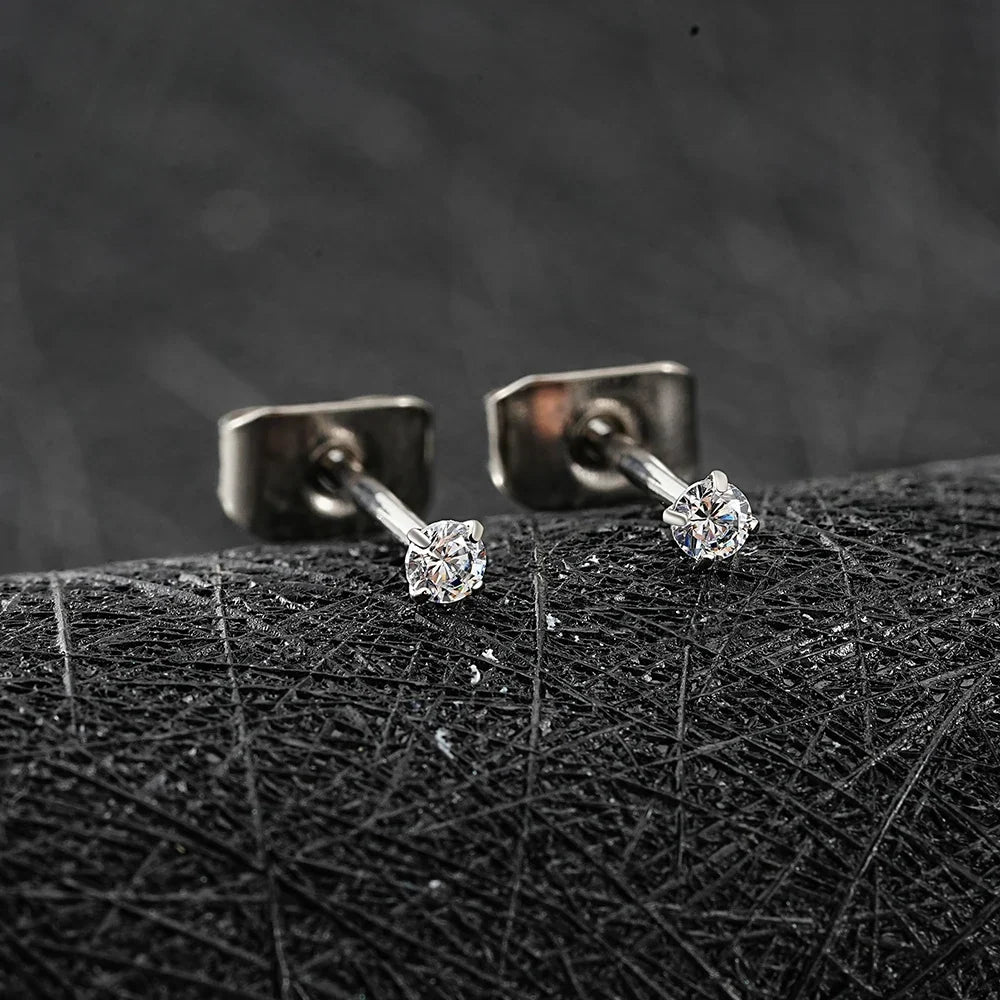 1 Pair Right Grand ASTM F136 Titanium 2/3/4/5mm CZ Stud Earrings 20G Minimalist Wedding Cartilage Helix Tragus Piercing Jewelry