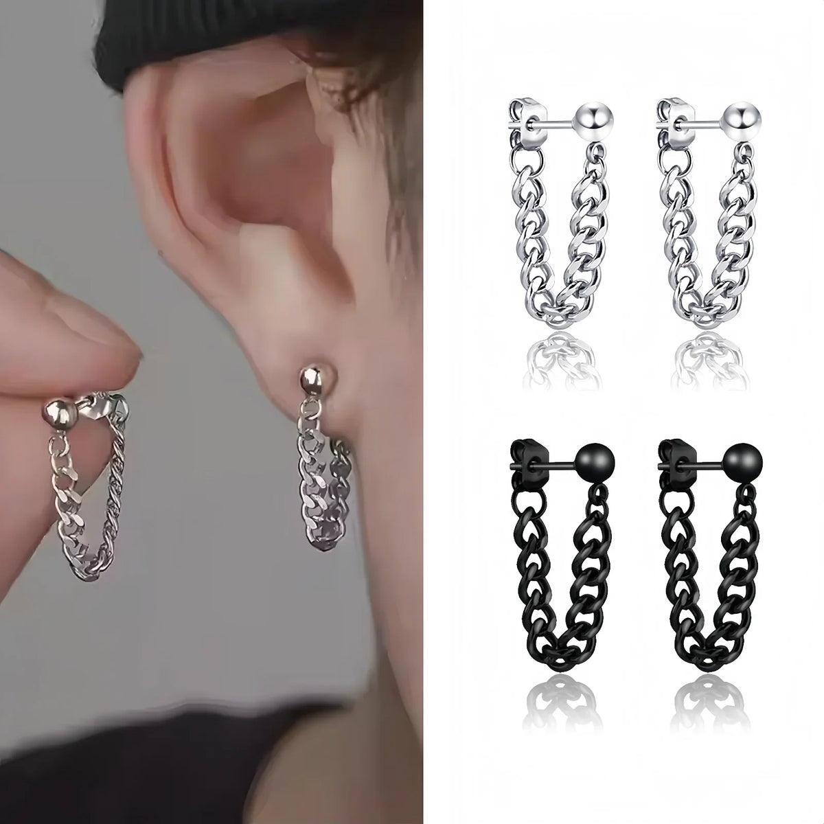 1-10 Pairs Man Womans Stud Earrings Goth Punk Stainless steel Earrings Sets Piercings Jewelry Accessories Cool Things for Gifts