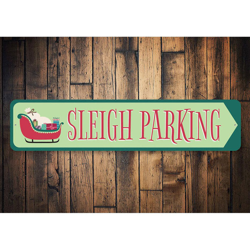 Sleigh Parking Christmas Custom Aluminum Sign