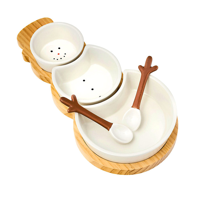 Snowman Serving Bowl Set & Tray
