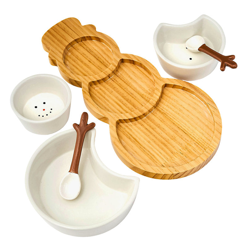 Snowman Serving Bowl Set & Tray