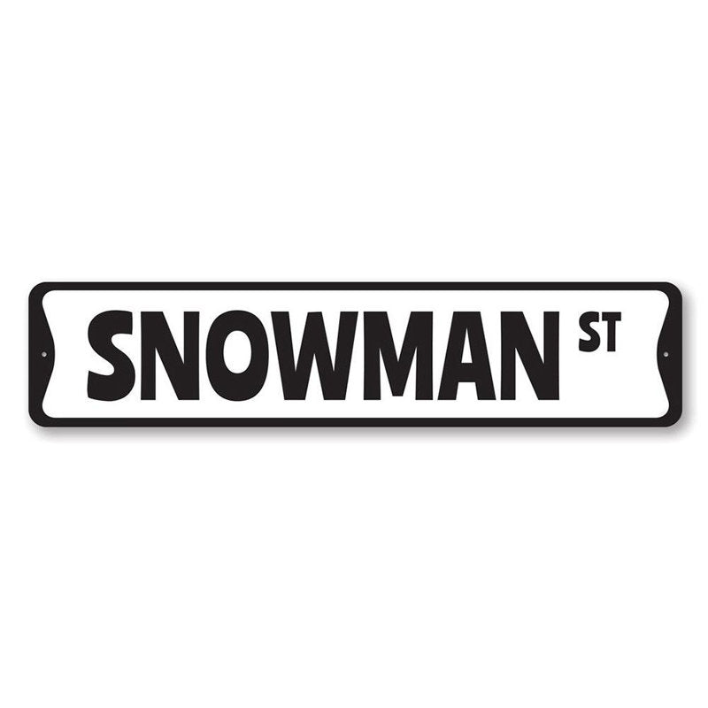 Snowman Street Christmas Custom Aluminum Sign