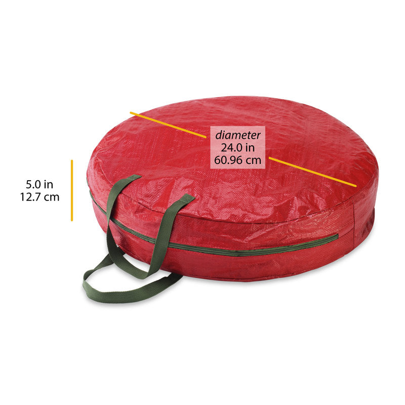 Whitmor Christmas Wreath and Garland Bag - Red with Green Trim