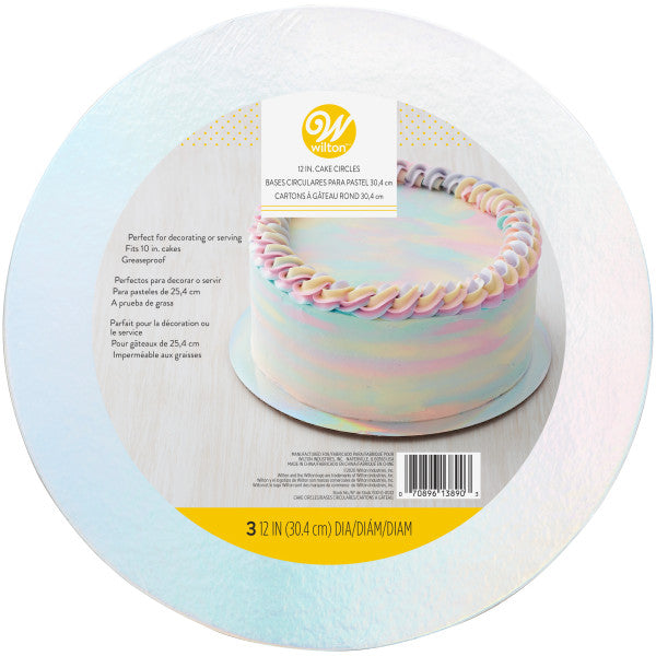 Wilton 12-Inch Iridescent Round Cake Boards, 3-Count