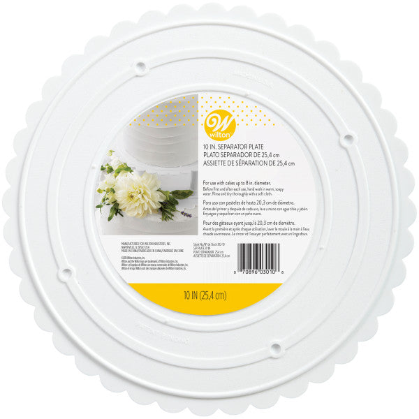 Wilton White Scalloped Edge Separator Plate, 10-Inch